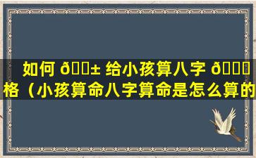 如何 🐱 给小孩算八字 🐕 命格（小孩算命八字算命是怎么算的）